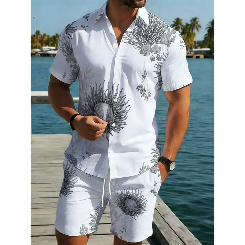 Resort Shirt Floral - Conjunto de Camisa Floral Havaiana e