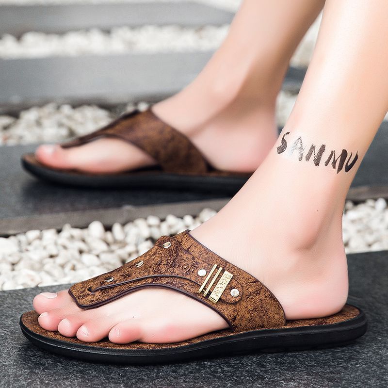 Novas Sandálias Masculinas 202 - Flip Flop Leather Men avaliação e preço